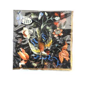 IHR Decorative Decoupage Rooster Cocktail Napkins Pietra Dura Black Set of 3 60